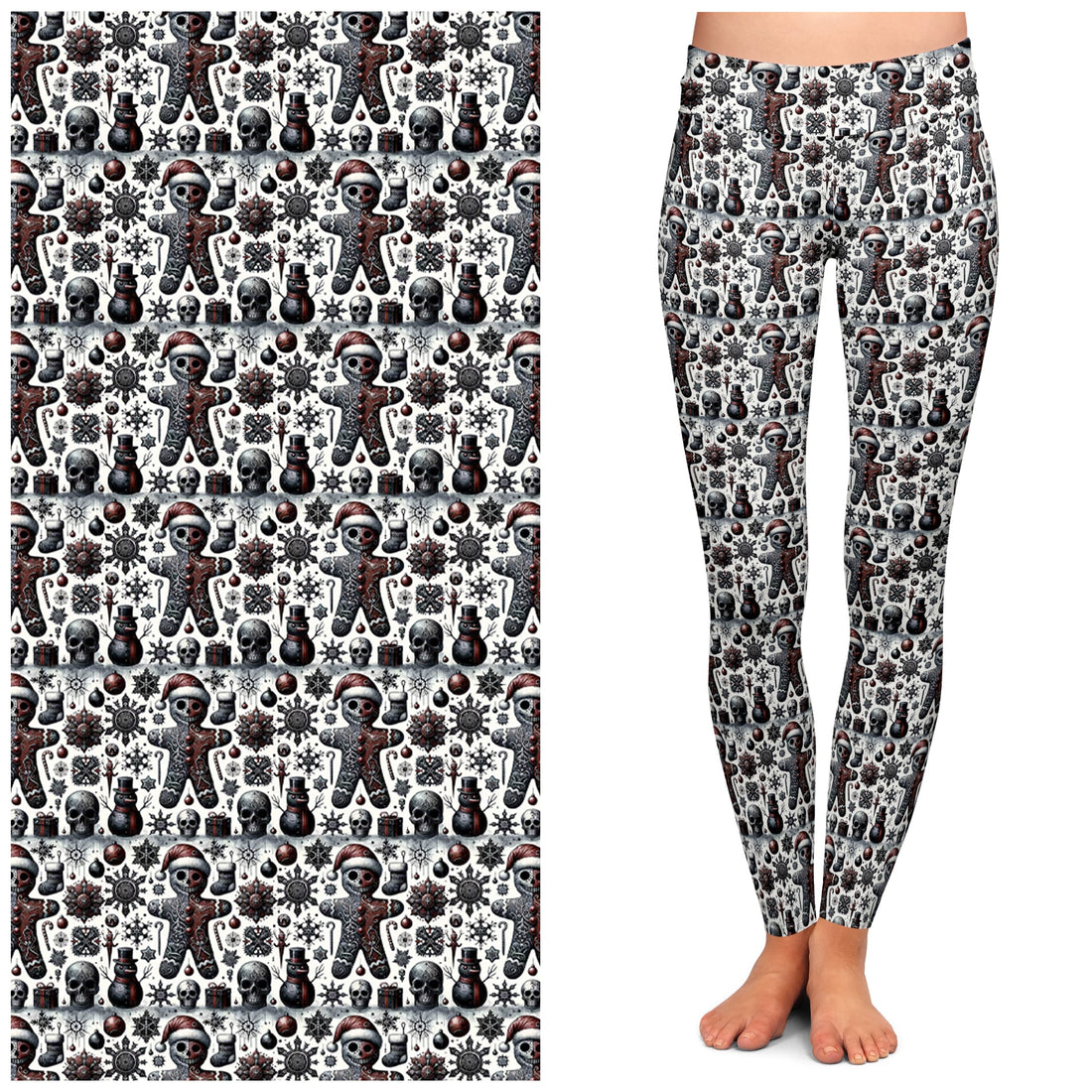 Gingerbread skulls leggings with pockets