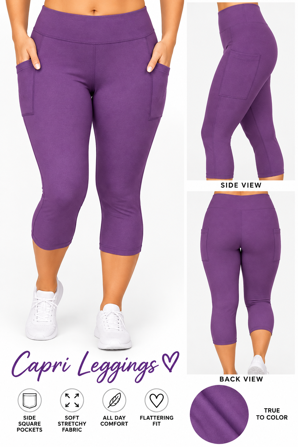 Solid purple capri