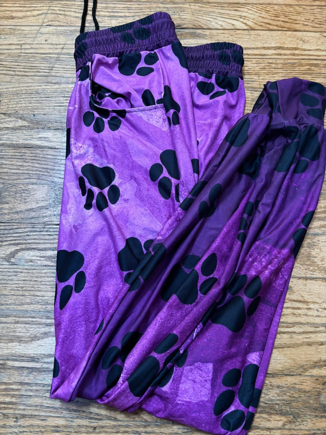 Purple paw print joggers