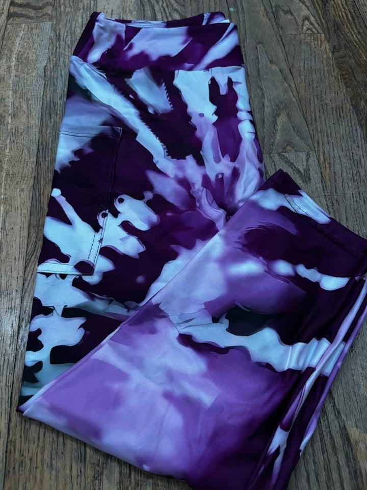 Purple tie dye capri