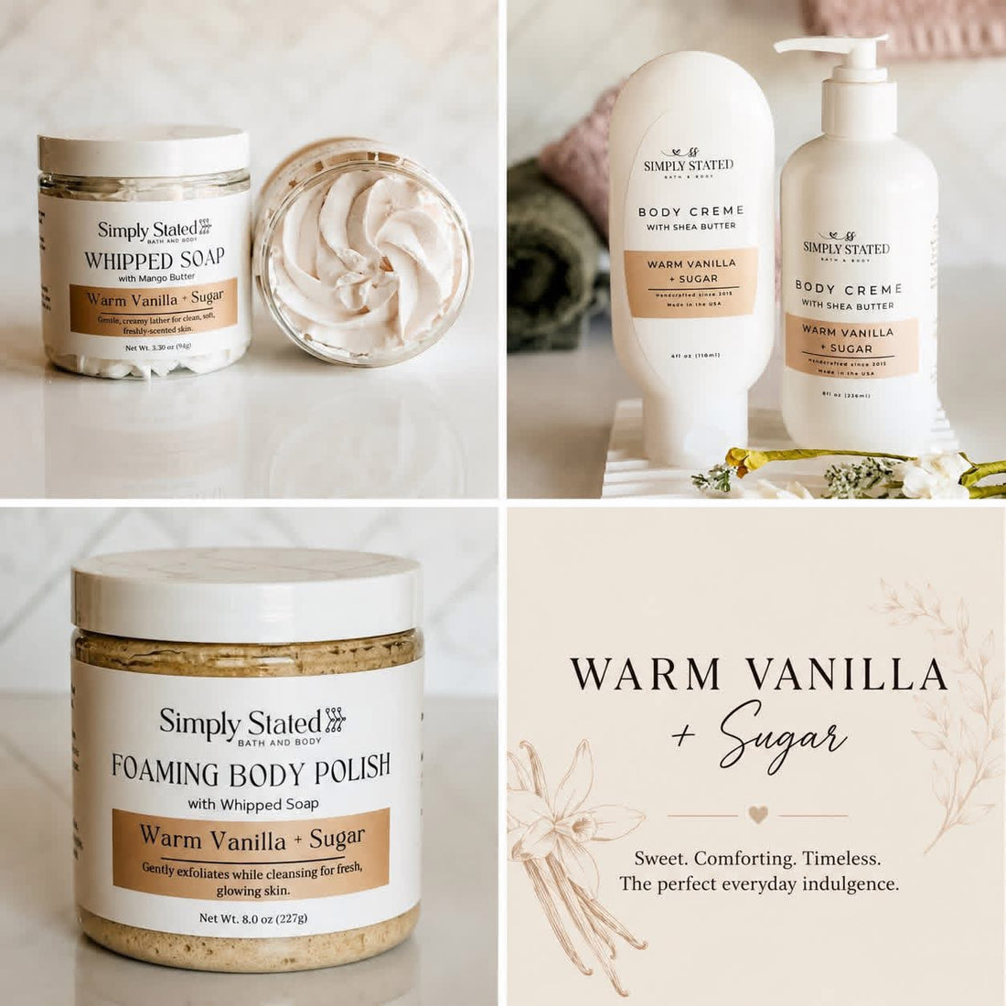 Warm vanilla sugar body products