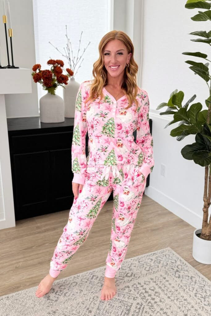 Pink trees pj set