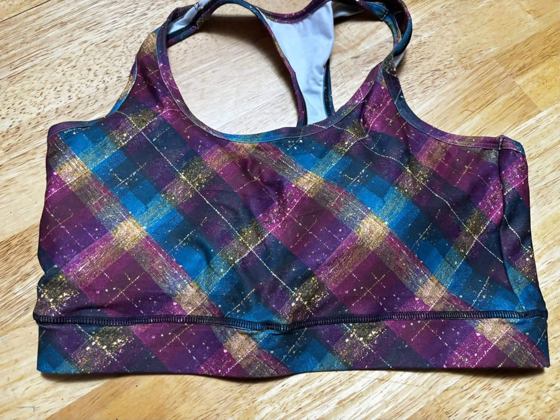 Gold plaid sport bra