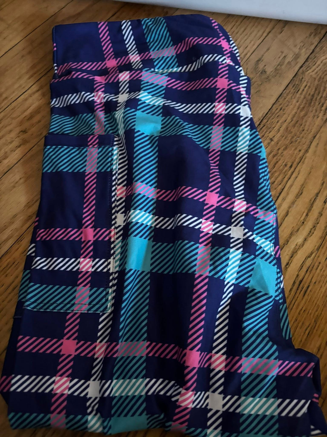 Teal plaid capri