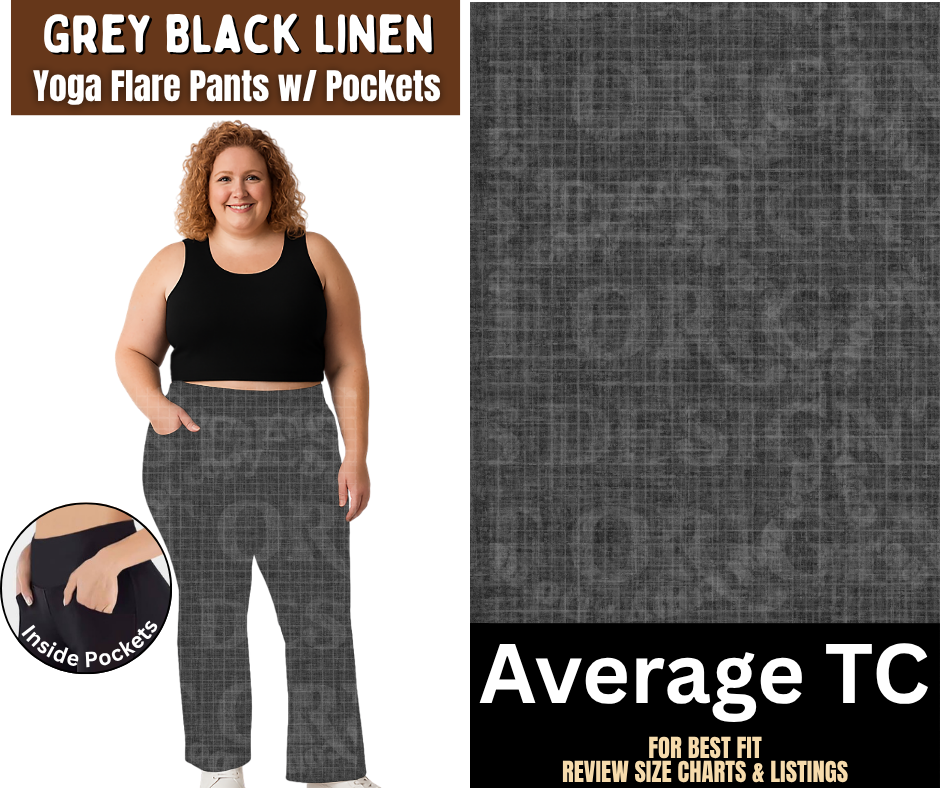 Grey Black Linen Yoga Flare Pants