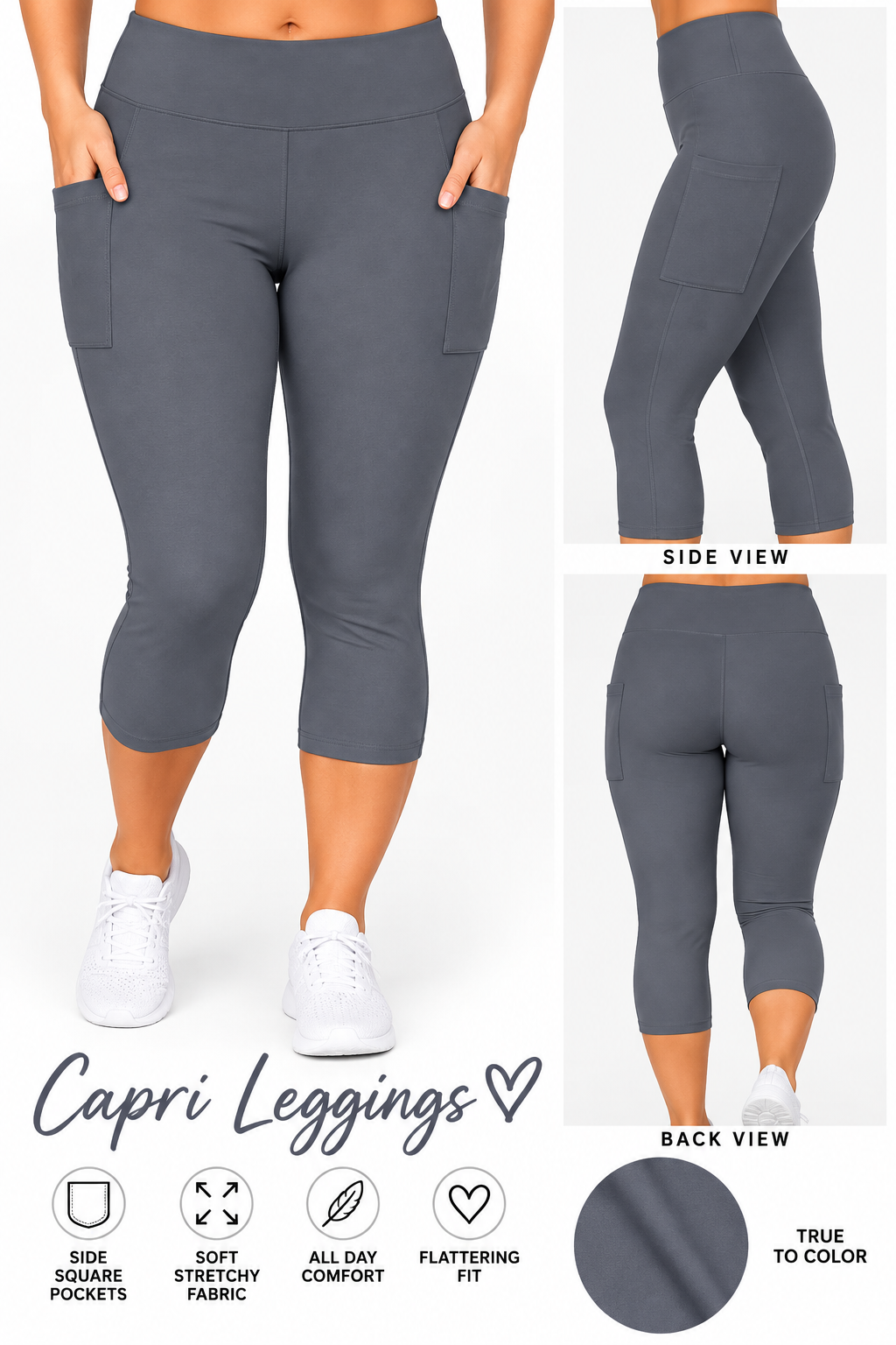 Solid gray capri