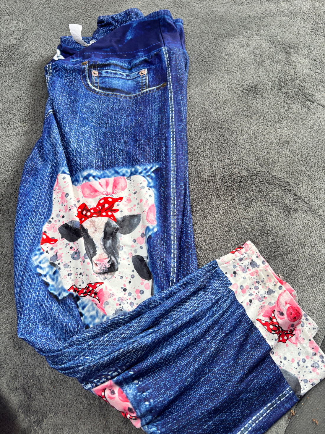 Pig faux denim capris with pockets